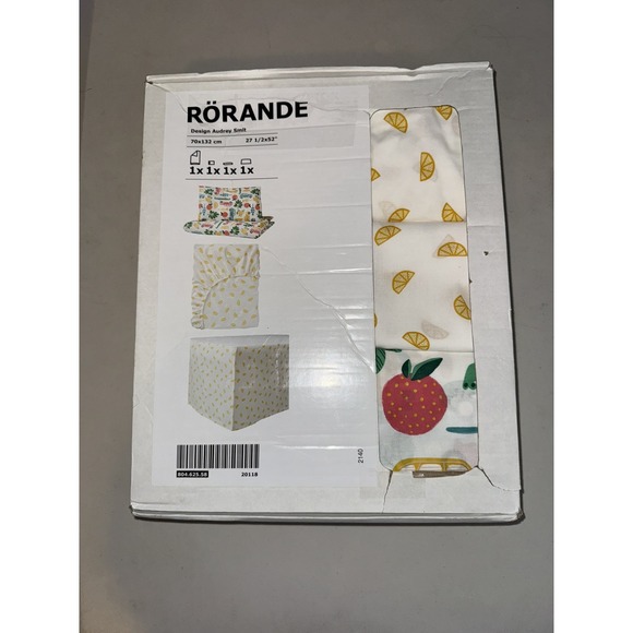 Ikea Rorande Duvet Crib Bed Set Duvet Cover‎ Pillow Case Fitted Sheet Skirt New - Picture 1 of 6